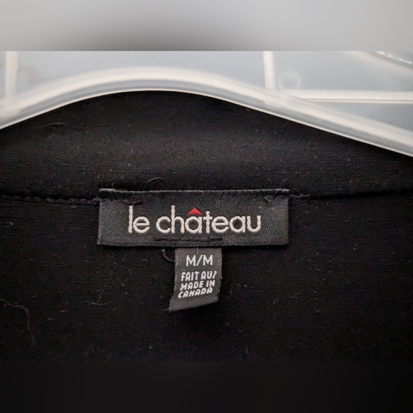 Le Chateau Black Faux Wrap 3/4 Sleeve Dress Size M - Picture 5 of 7